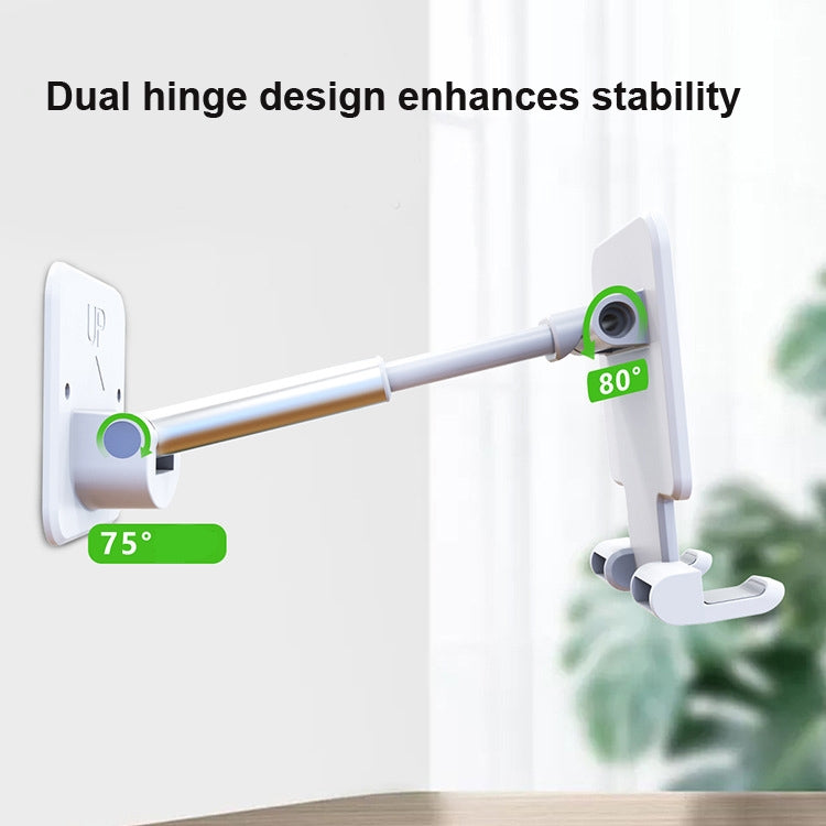 2 PCS T11 Wall Paste Mobile Phone Bracket Foldable Lift Bathroom Kitchen Wall Bracket(White) - Hand-Sticking Bracket by buy2fix | Online Shopping UK | buy2fix