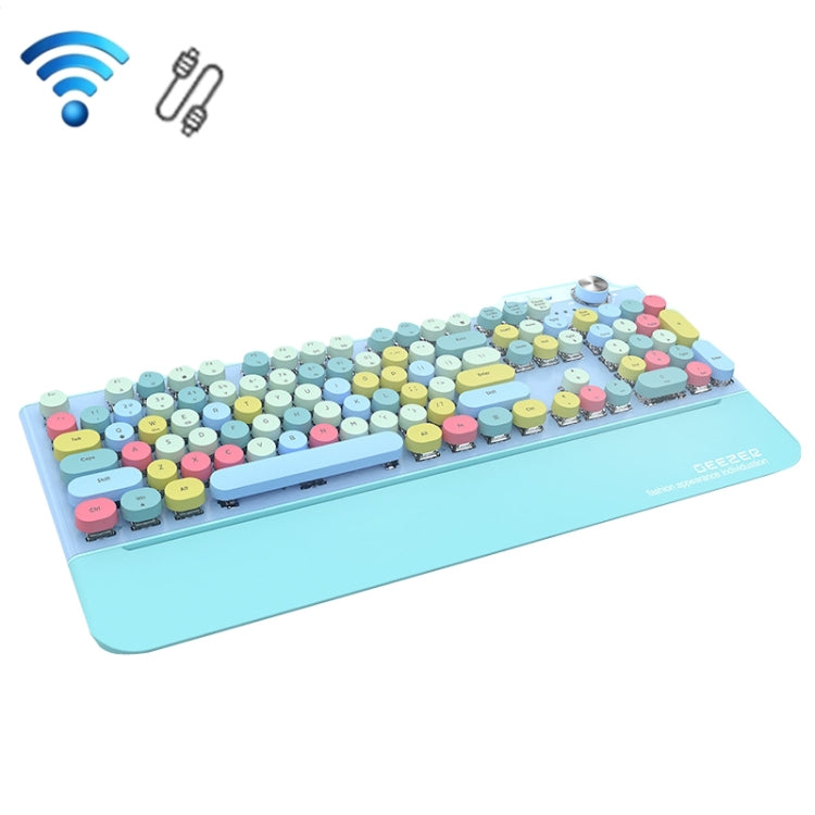 Mofii GEEZER G7 107 Keys Wired / Wireless / Bluetooth Three Mode Mechanical Keyboard, Cable Length: 1.5m(Elegant Blue) - Wireless Keyboard by Mofii | Online Shopping UK | buy2fix