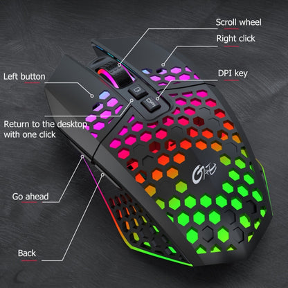 FMOUSE  X801 8 Keys 1600DPI Hollow Luminous Gaming  Office Mouse,Style: Black Wireless Rechargeable - Wireless Mice by FMOUSE | Online Shopping UK | buy2fix