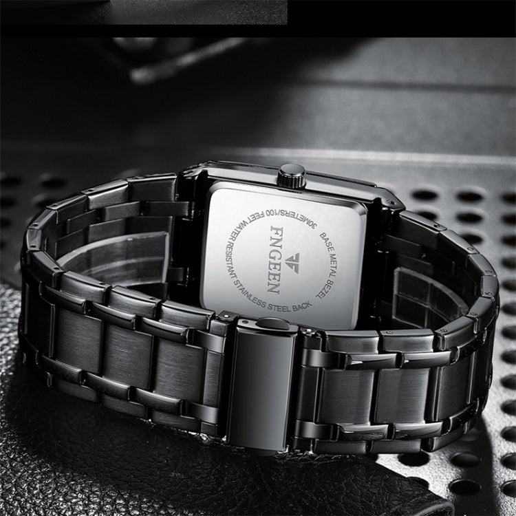 FNGEEN 3627 Waterproof Calendar Men Square Watch(Black Belt Black Shell Black Surface) - Alloy Watches by FNGEEN | Online Shopping UK | buy2fix