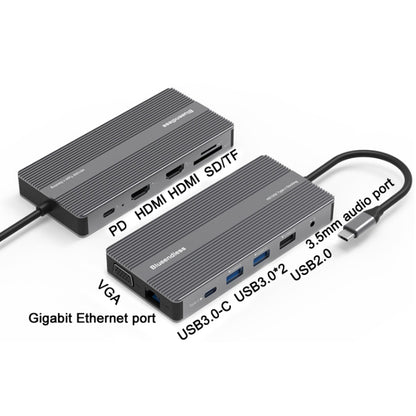 Blueendless Type-C+USB 3.0/2.0+VGA+3.5mm Audio Interface HUB(12 in 1) - Computer & Networking by Blueendless | Online Shopping UK | buy2fix