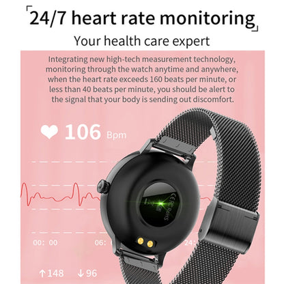 LOANIY CF80 1.08 Inch Heart Rate Monitoring Smart Bluetooth Watch, Color: Black Steel - Smart Wear by LOANIY | Online Shopping UK | buy2fix