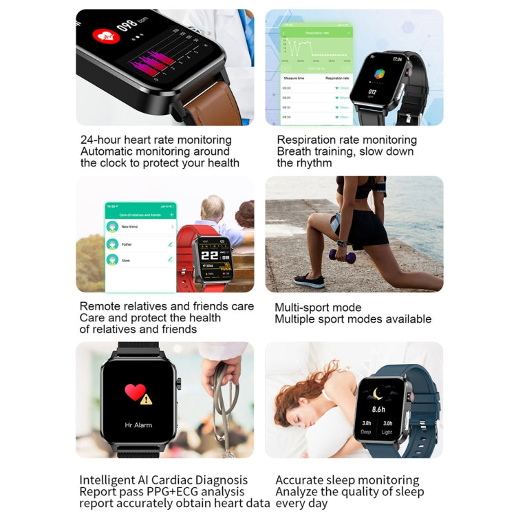 LOANIY E86 1.7 Inch Heart Rate Monitoring Smart Bluetooth Watch, Color: Black Steel - Smart Watches by LOANIY | Online Shopping UK | buy2fix