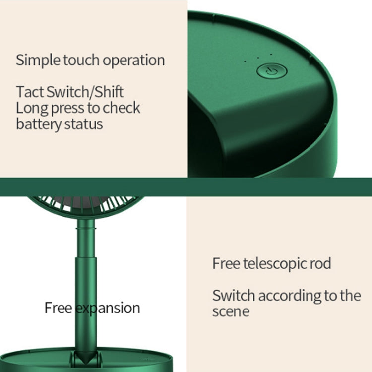 Portable Folding Fan  Retractable Floor Standing Fan,Style: Rechargeable (Green) - Consumer Electronics by buy2fix | Online Shopping UK | buy2fix