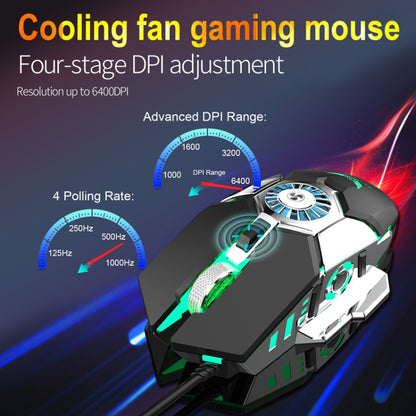 Zerodate G22 6 Keys Fan Cooled RGB Lighted Gaming Mice, Cable Length: 1.5m(Black) - Wired Mice by Zerodate | Online Shopping UK | buy2fix