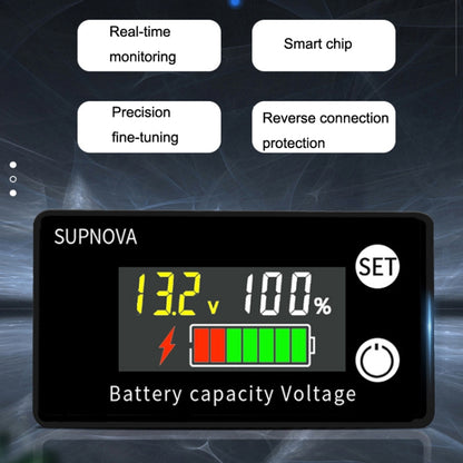 SUPNOVA LCD Color Screen DC Voltmeter Lithium Storage Battery Meter, Style: Alarm + Temperature Type - Consumer Electronics by SUPNOVA | Online Shopping UK | buy2fix