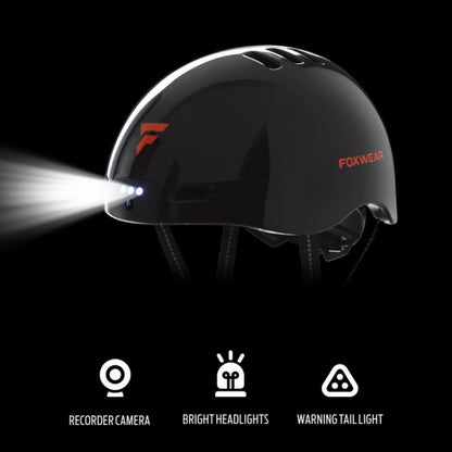 Foxwear V6 Camera Recorder Smart 1080P HD With Light Riding Helmet, Size: One Size(Black) - Protective Helmet & Masks by Foxwear | Online Shopping UK | buy2fix