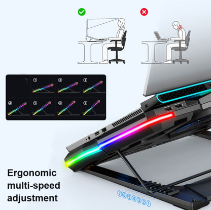 CoolCold  Five Fans 2 USB Ports Laptop Cooler Gaming Notebook Cool Stand,Version: Touch Symphony Blue - Cooling Pads by CoolCold | Online Shopping UK | buy2fix