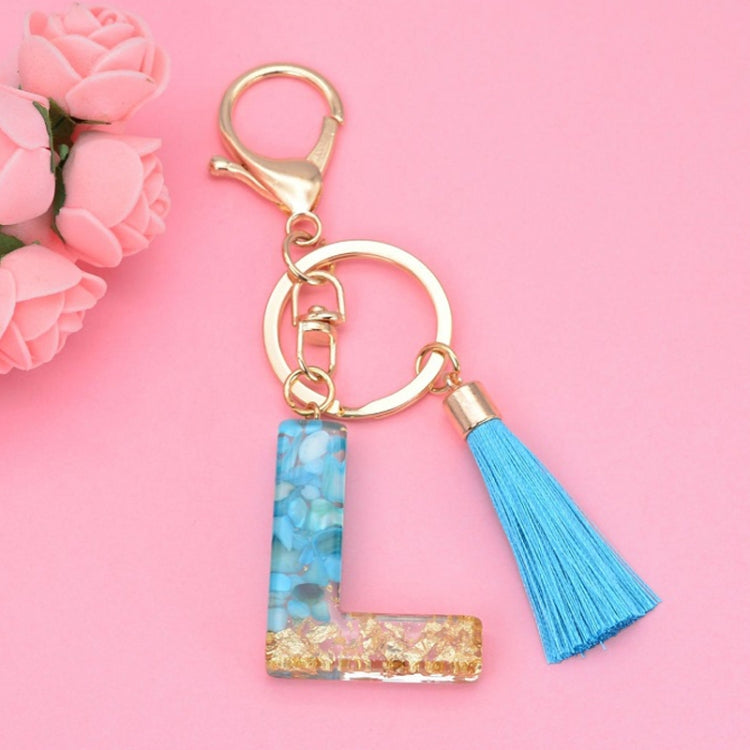 2 PCS English Alphabet Epoxy Tassel Keychain Bag Pendant(L) - In Car by buy2fix | Online Shopping UK | buy2fix