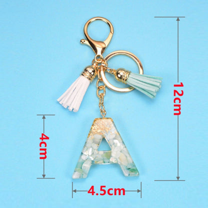 2 PCS Gold Foil English Letter Tassel Keychain Bag Decoration Pendant(T) - In Car by buy2fix | Online Shopping UK | buy2fix