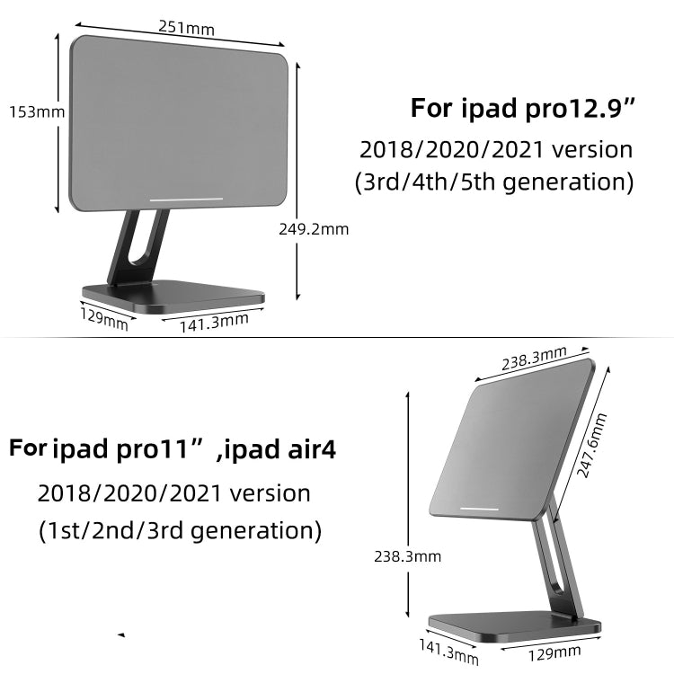 X27 Desktop Folding Rotating Tablet Magnetic Bracket For  iPad Pro 12.9 Inch (2018/2020/2021)(Silver) - Desktop Holder by buy2fix | Online Shopping UK | buy2fix