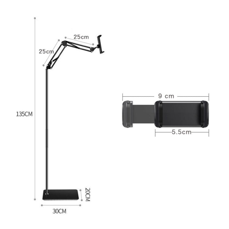 135cm Cantilever Floor Model Mobile Phone Live Broadcast Bedside Lifting Bracket - Lazy Bracket by buy2fix | Online Shopping UK | buy2fix