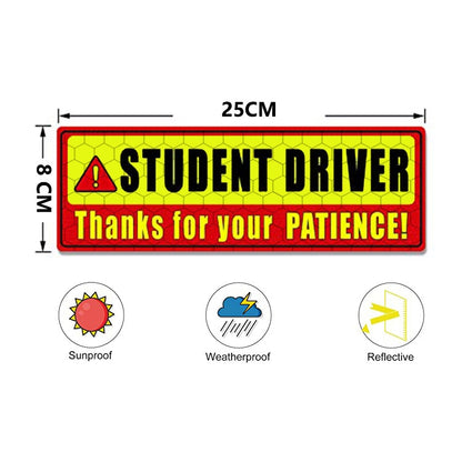 2 PCS STUDENT DRIVER Novice Car Sticker Magnetic Reflective Car Sticker 25 x 8 cm(Type B) - In Car by buy2fix | Online Shopping UK | buy2fix