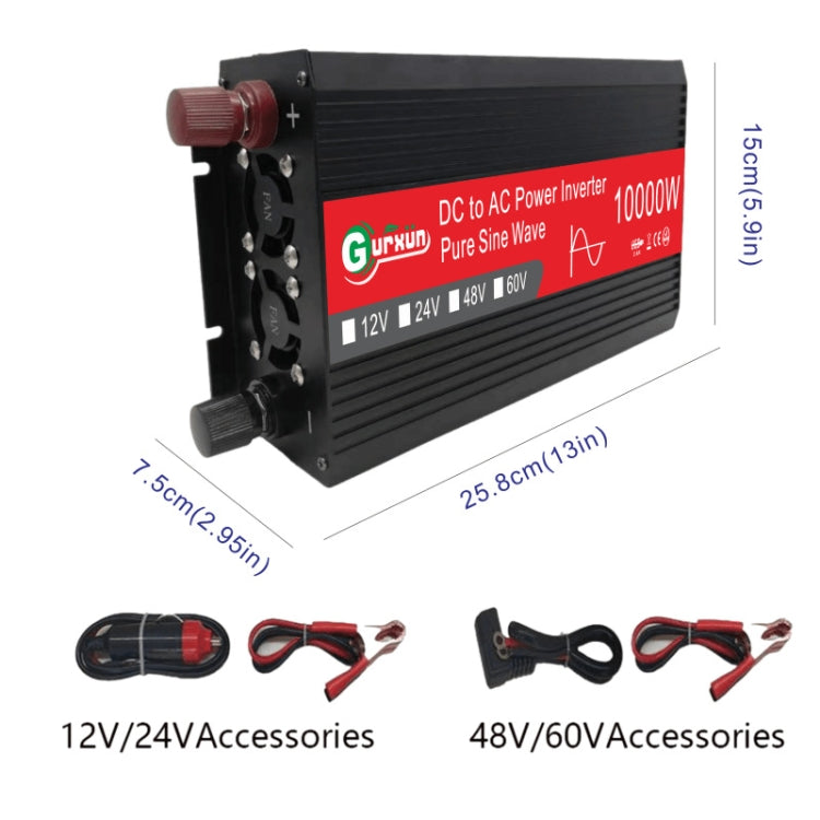 Gurxun HZ1500-10000 Sine Wave 10000W Inverter Power Converter, Specification: 12V To 220V -  by Gurxun | Online Shopping UK | buy2fix