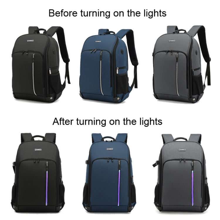 TONO LED Light SLR Digital Camera Backpack With USB Port(Grey) - Camera Accessories by TONO | Online Shopping UK | buy2fix