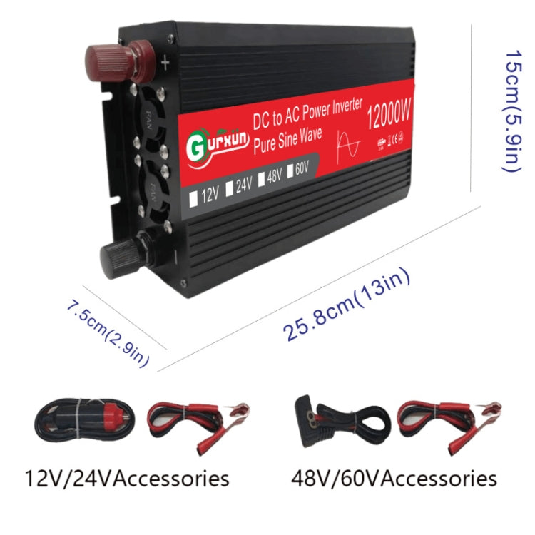 Gurxun 12000W High Power Household Car Sine Wave Inverter, Specification: 24V To 220V - In Car by Gurxun | Online Shopping UK | buy2fix