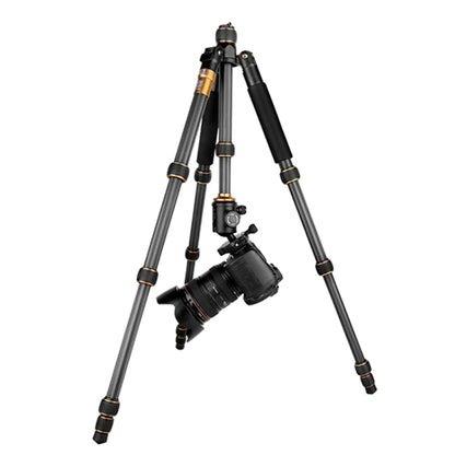 QingZhuangShiDai Q666C Portable Travel Photography Ball Head SLR Camera Carbon Fiber Tripod(Black) - Camera Accessories by QingZhuangShiDai | Online Shopping UK | buy2fix