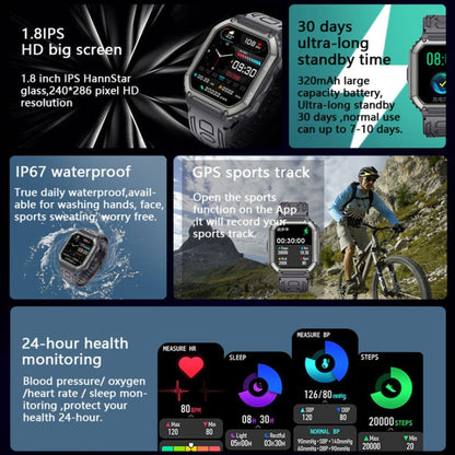 KR06 1.8 Inch Heart Rate Blood Pressure Monitoring Smart Calling Watch(Green) - Smart Wear by buy2fix | Online Shopping UK | buy2fix