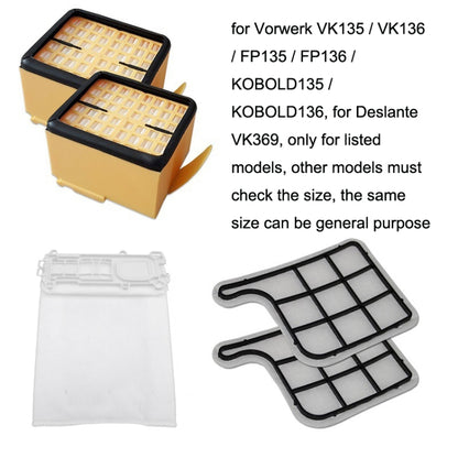 2PCS Filter+Motor Tablet For Vorwerk VK135 / VK136 Vacuum Cleaner Accessories - Consumer Electronics by buy2fix | Online Shopping UK | buy2fix