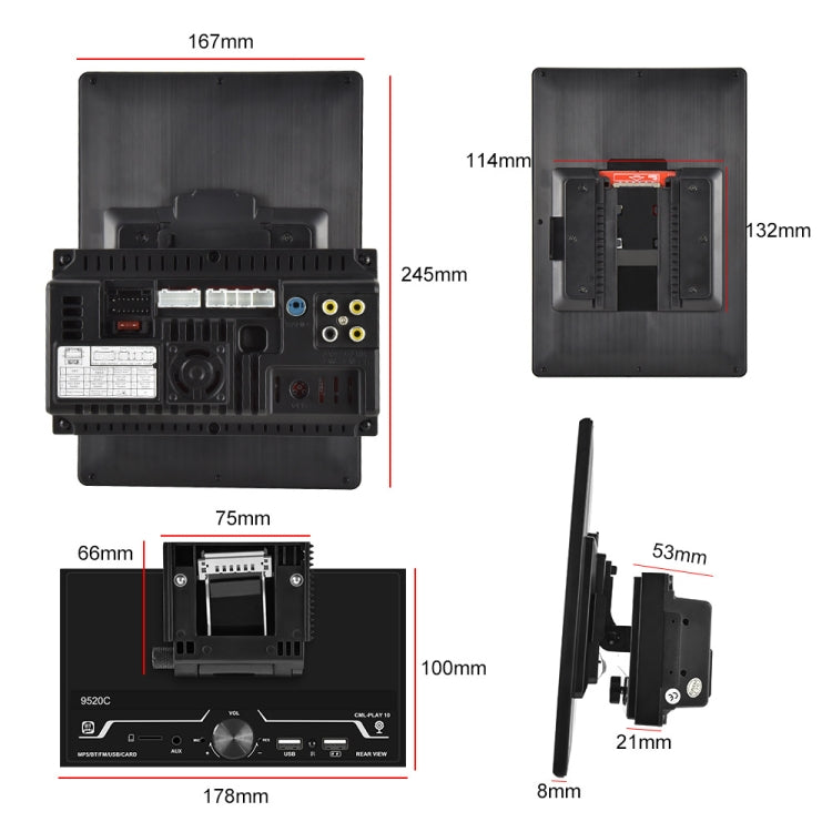 9520C Double Spindle 9.5 inch Vertical Screen Car MP5 Player, Style: Standard - In Car by buy2fix | Online Shopping UK | buy2fix