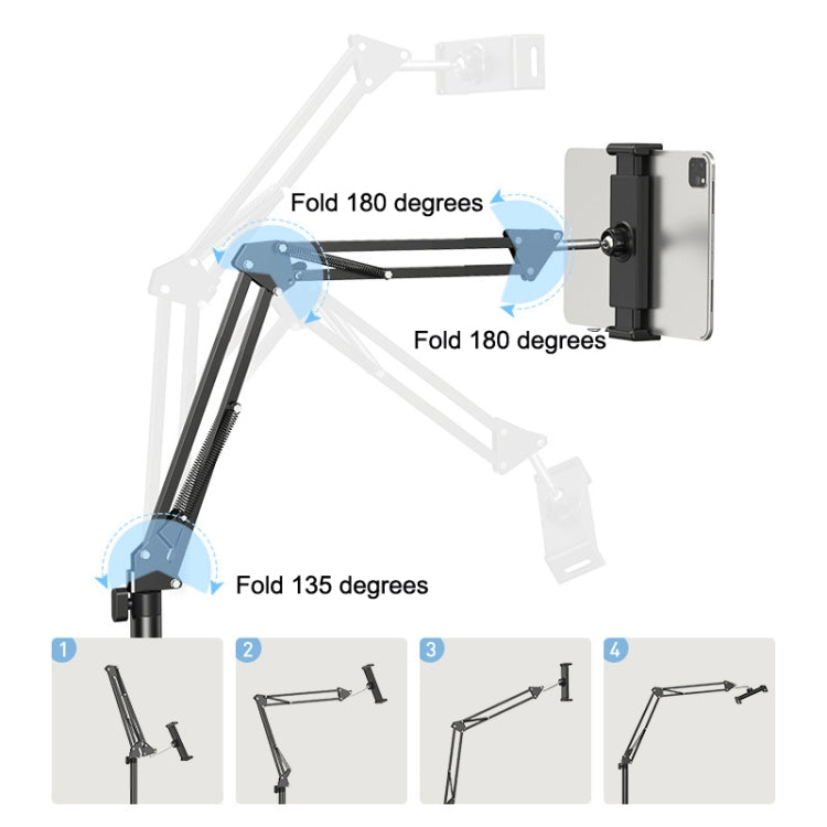 SSKY L10 Home Cantilever Ground Phone Holder Tablet Support Holder, Style: Fixed+Desktop Clip (Black) - Lazy Bracket by SSKY | Online Shopping UK | buy2fix