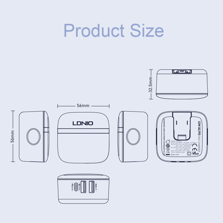 LDNIO A3513Q 32W QC3.0 3 USB Ports Phone Adapter EU Plug with Type-C Cable - USB Charger by LDNIO | Online Shopping UK | buy2fix