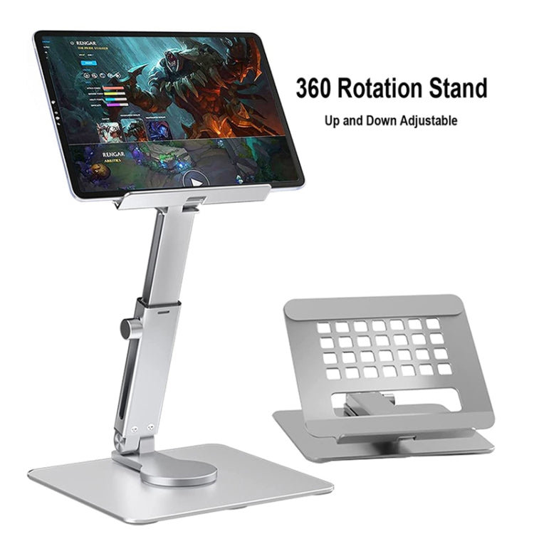 JUNDNE H06 Desktop Folding Phone Stand Portable Telescopic Rotary Tablet Stand(Silver) - Laptop Stand by JUNDNE | Online Shopping UK | buy2fix