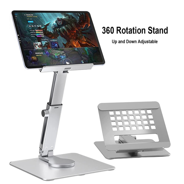 JUNDNE H06 Desktop Folding Phone Stand Portable Telescopic Rotary Tablet Stand(Silver) - Computer & Networking by JUNDNE | Online Shopping UK | buy2fix