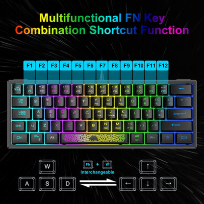 ZIYOULANG K61 62 Keys Game RGB Lighting Notebook Wired Keyboard, Cable Length: 1.5m(Blue White) - Wired Keyboard by ZIYOULANG | Online Shopping UK | buy2fix