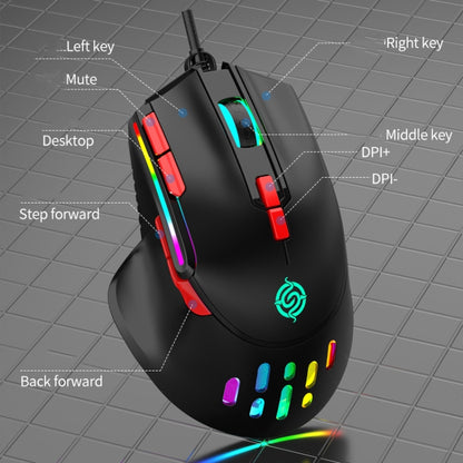 K-Snake Q15 9 Keys RGB Light Effect Wired Mechanical Mouse, Cable Length: 1.5m(Black) - Wired Mice by K-Snake | Online Shopping UK | buy2fix