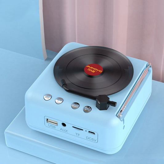 Manovo H3 Macaron Vinyl Record Player Bluetooth Speaker Retro Radio Stereo(Blue) - Mini Speaker by Manovo | Online Shopping UK | buy2fix