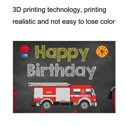 1.5x1m Fire Engine Happy Birthday Party Scene Backdrop for Photojournalism(MDU04232) - Camera Accessories by buy2fix | Online Shopping UK | buy2fix