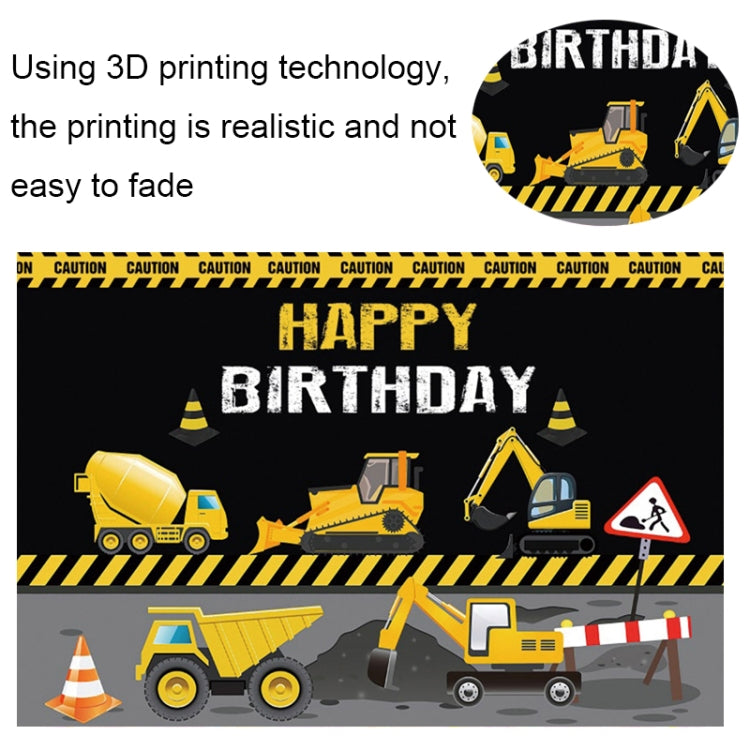 1.2m x 0.8m Construction Vehicle Series Happy Birthday Photography Background Cloth(12009897) - Camera Accessories by buy2fix | Online Shopping UK | buy2fix