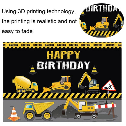 1.2m x 0.8m Construction Vehicle Series Happy Birthday Photography Background Cloth(12200968) - Camera Accessories by buy2fix | Online Shopping UK | buy2fix