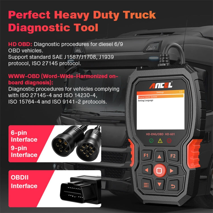 ANCEL HD601 24V Diesel Engine Detector Heavy Truck Diagnostic Scanner - Code Readers & Scan Tools by ANCEL | Online Shopping UK | buy2fix