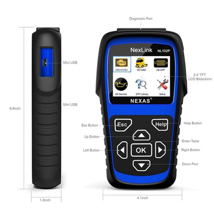 NexLink NL102P Diesel Mechanical Heavy Truck Car 2 In 1 Car Scanner OBD2 Detection - In Car by NexLink | Online Shopping UK | buy2fix