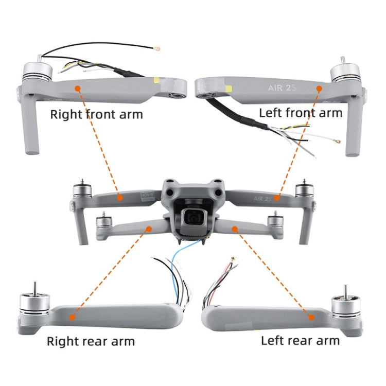 for Mavic Air 2S Left Rear Arm Front And Rear Machine Arm Shell Repair Accessories - DJI & GoPro Accessories by buy2fix | Online Shopping UK | buy2fix