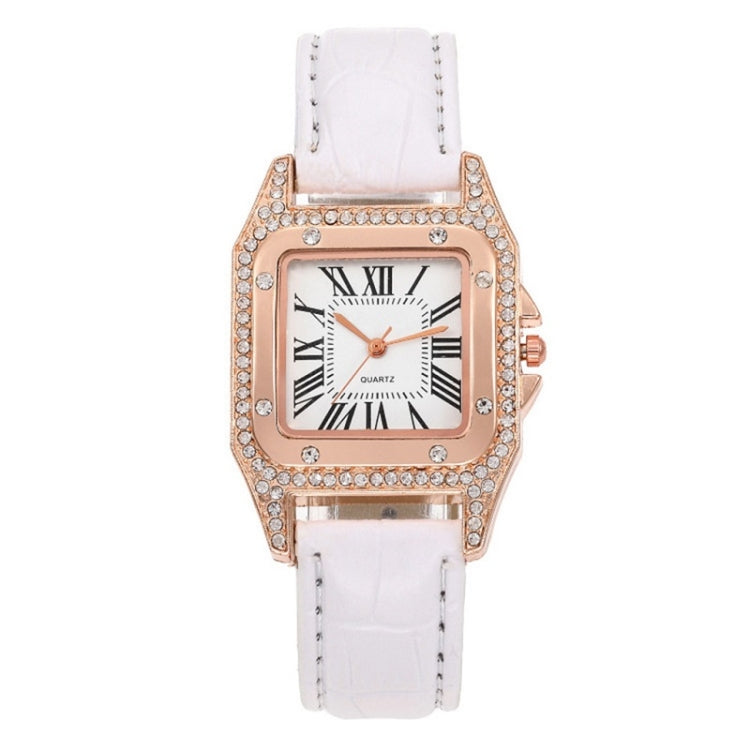 Women Tonneau Square Strap Quartz Watch, Color: White - Leather Strap Watches by buy2fix | Online Shopping UK | buy2fix
