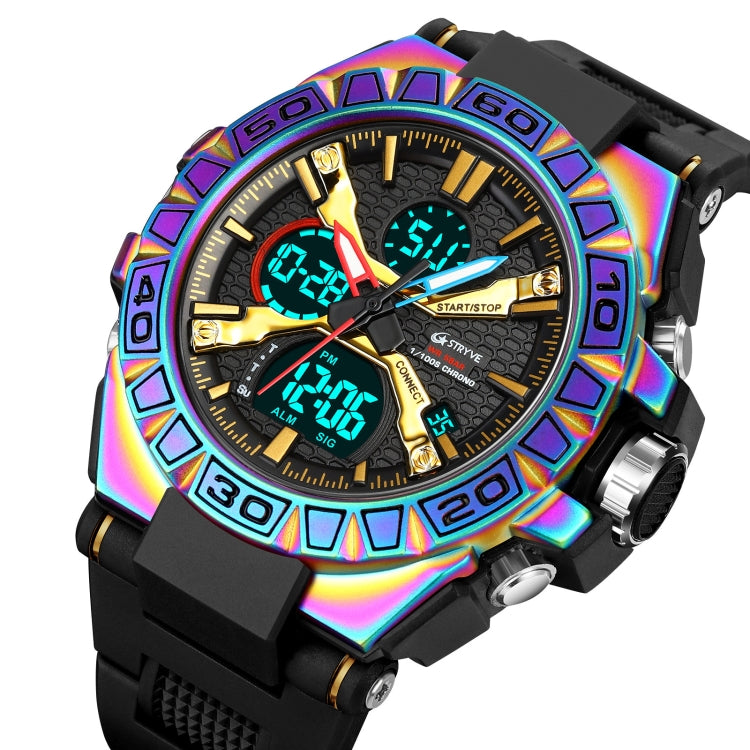 STRYVE S8026 Sports Colorful Night Light Electronic Waterproof Watch Multifunctional Student Watch(Colorful Black) - Leather Strap Watches by STRYVE | Online Shopping UK | buy2fix