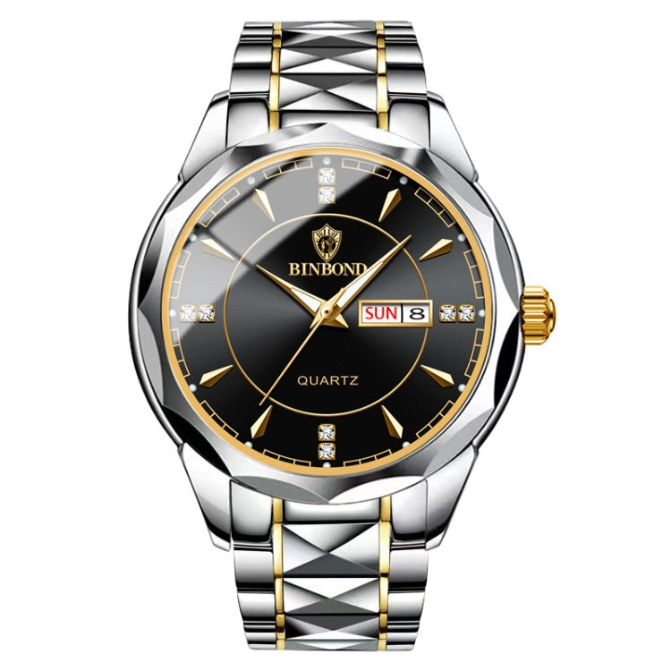 BINBOND B5552 Luminous Multifunctional Business Calendar Quartz Watch(Inter-gold-Black) - Metal Strap Watches by BINBOND | Online Shopping UK | buy2fix