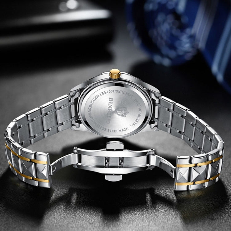 BINBOND B5552 Luminous Multifunctional Business Calendar Quartz Watch(Inter-gold-White) - Metal Strap Watches by BINBOND | Online Shopping UK | buy2fix