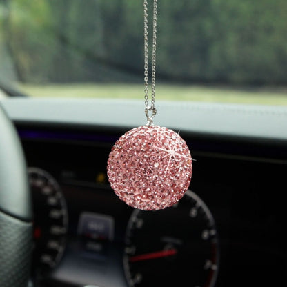 Car Diamond Crystal Ball Rearview Mirror Decoration Pendant(Shiny Black) - In Car by buy2fix | Online Shopping UK | buy2fix