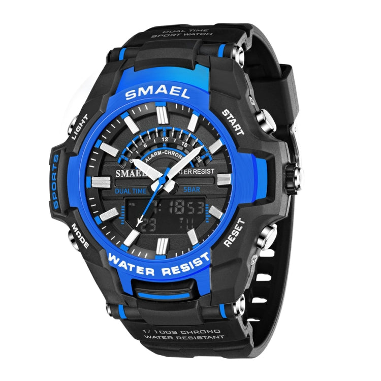 SMAEL 8028 Sports Waterproof Men Watch Outdoor Mountaineering Wear-resistant Wrist Watch(Black Blue) - LED Digital Watches by SMAEL | Online Shopping UK | buy2fix