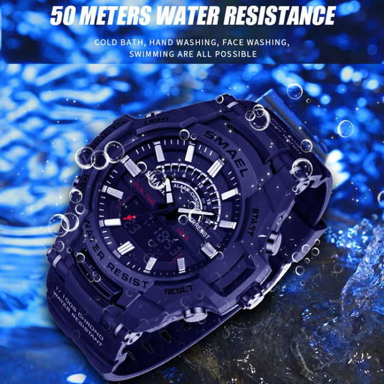 SMAEL 8028 Sports Waterproof Men Watch Outdoor Mountaineering Wear-resistant Wrist Watch(Black Blue) - LED Digital Watches by SMAEL | Online Shopping UK | buy2fix