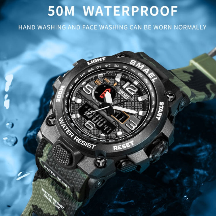 SMAEL 1545D Time Men Anti-falling Night Light Alarm Waterproof Sports Watch(Camouflage Blue) - Sport Watches by SMAEL | Online Shopping UK | buy2fix