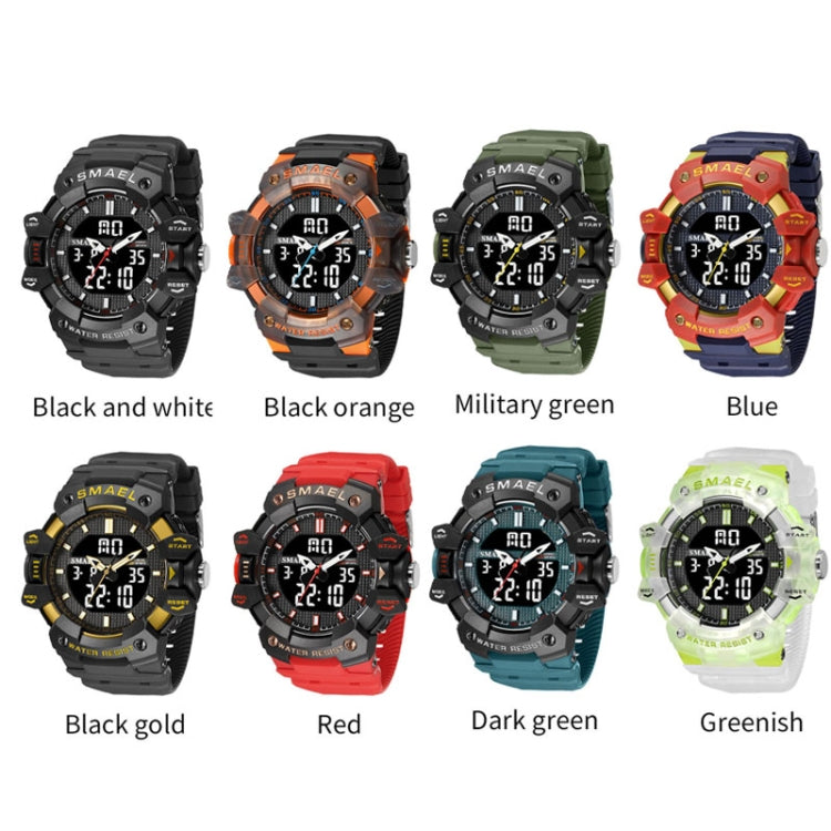 SMAEL 8080 Outdoor Sports Waterproof Multifunctional Glowing Double Dial Watch(Black White) - Sport Watches by SMAEL | Online Shopping UK | buy2fix