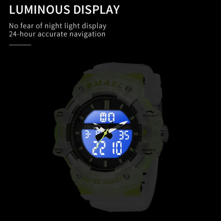 SMAEL 8080 Outdoor Sports Waterproof Multifunctional Glowing Double Dial Watch(Translucent Green) - Sport Watches by SMAEL | Online Shopping UK | buy2fix