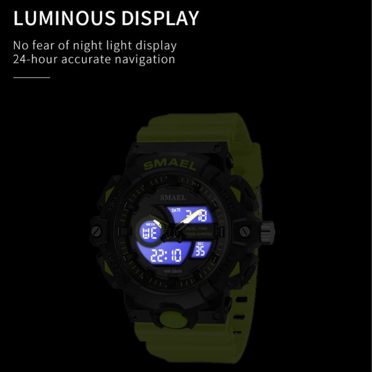 SMAEL 8081 Multifunctional Waterproof Luminous Numeric Digital Dual Display Outdoor Sports Watch(Gray Orange) - LED Digital Watches by SMAEL | Online Shopping UK | buy2fix