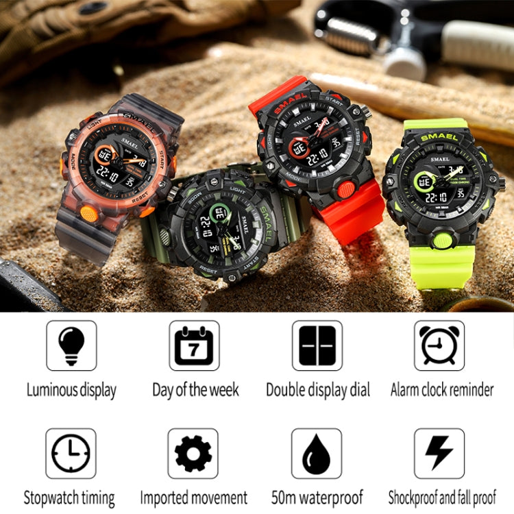 SMAEL 8081 Multifunctional Waterproof Luminous Numeric Digital Dual Display Outdoor Sports Watch(Black Blue) - LED Digital Watches by SMAEL | Online Shopping UK | buy2fix