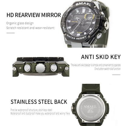 SMAEL 8066 Outdoor Electronic Sports Watch Alloy Colorful Multifunctional Men Watch(Gray) - Sport Watches by SMAEL | Online Shopping UK | buy2fix